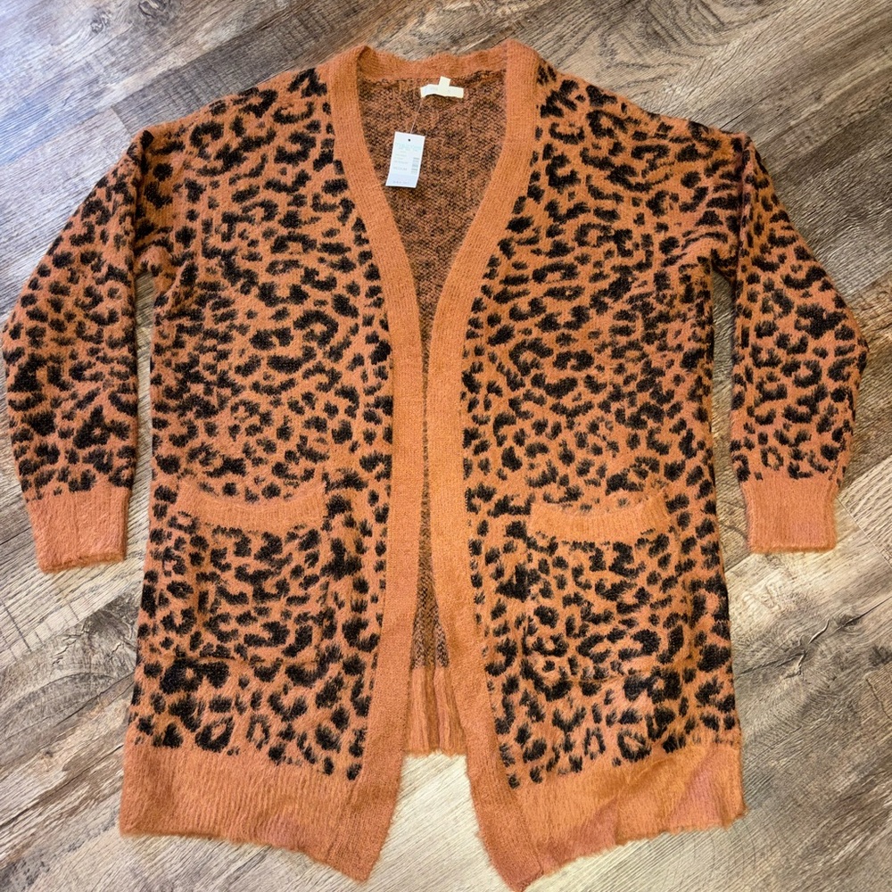 NWT Maurices Leopard Print Cardigan - Brown and Black Size Medium